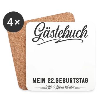 22. Geburtstag Gästebuch - Untersetzer (4er-Set) - Weiß - Vorne