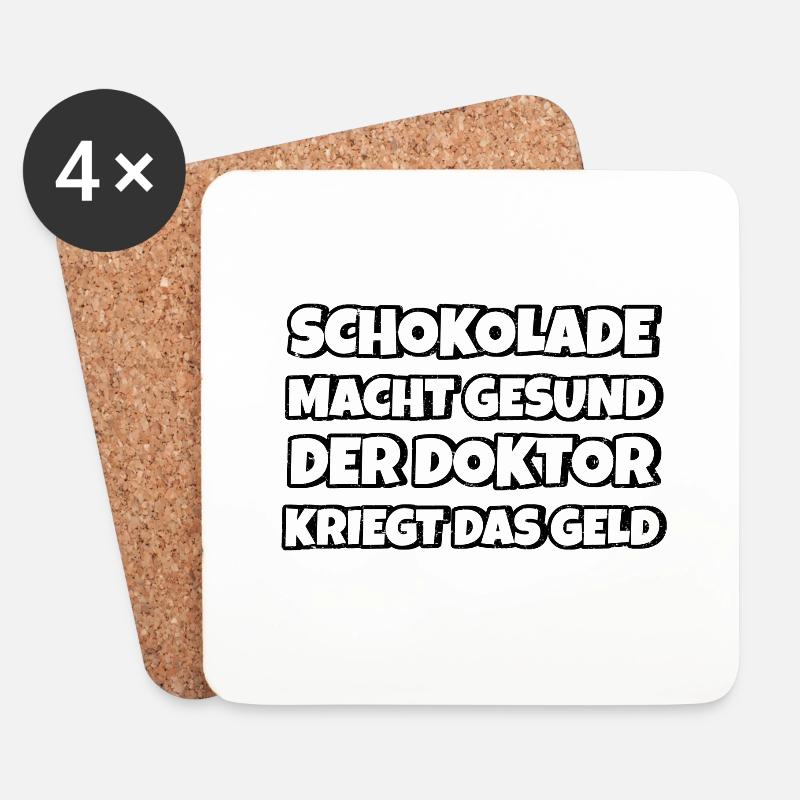 Schokolade macht gesund Lustiger Spruch Schokolade - Untersetzer (4er-Set) - Weiß