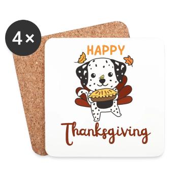 Tenues de Thanksgiving Day Tarte dalmate à la dinde - Dessous de verre (lot de 4) - blanc - Devant
