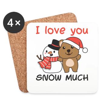Quokka I love you snow much snowman pun - Coasters (set of 4) - white - Front