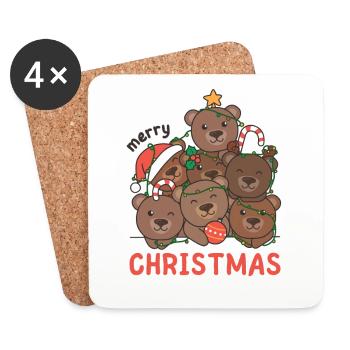 Bär Weihnachtsbaum frohe Weihnachten - Untersetzer (4er-Set) - Weiß - Vorne