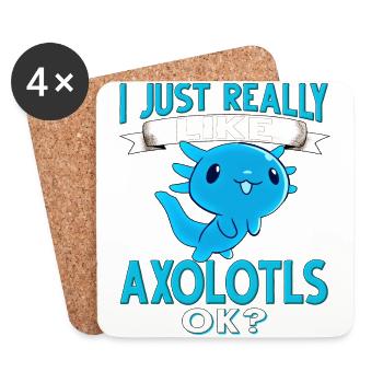J’aime vraiment les axolotls Ok? Axolotl sucré - Dessous de verre (lot de 4) - blanc - Devant
