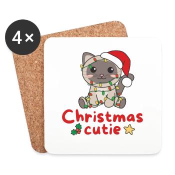 Cat Christmas Cats Christmas Cutie - Coasters (set of 4) - white - Front