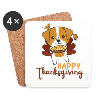 thanksgiving day outfits turkey jack Russell Pie - Coasters (set of 4) - white - Front