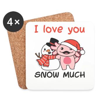 Axolotl I love you snow much snowman wordplay - Coasters (set of 4) - white - Front