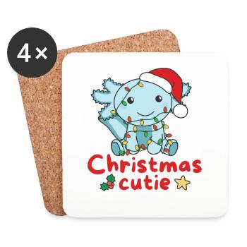 Axolotl Weihnachten Axolotls Christmas Cutie - Dessous de verre (lot de 4) - blanc - Devant