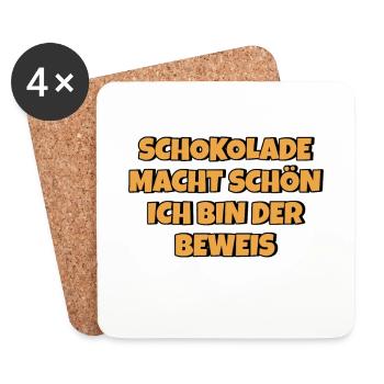 Schokolade macht schön Lustiger Spruch Schokolade - Untersetzer (4er-Set) - Weiß - Vorne
