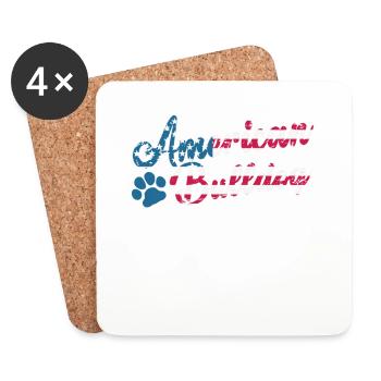 American Bulldog USA Flagge und Hunde Pfote - Untersetzer (4er-Set) - Weiß - Vorne
