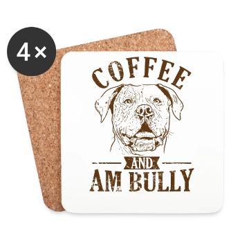 Café et AM Bully Bulldog Pet - Dessous de verre (lot de 4) - blanc - Devant
