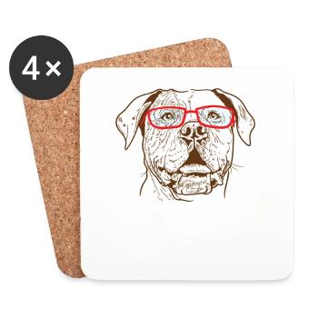 Bulldog avec des lunettes de soleil cool chien - Dessous de verre (lot de 4) - blanc - Devant