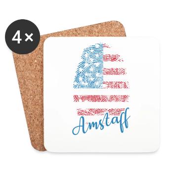 USA Flag Thumbprint Dog Head - Coasters (set of 4) - white - Front