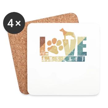 Love American Staffordshire Terrier - Coasters (set of 4) - white - Front