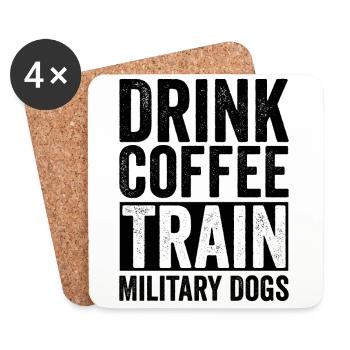 Kaffee trinken Zug Militärhunde Polizist - Untersetzer (4er-Set) - Weiß - Vorne