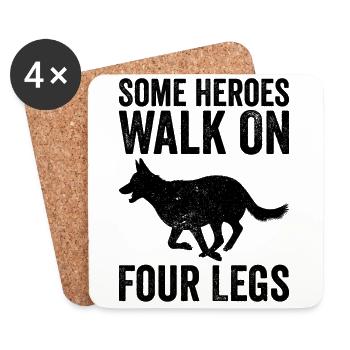 Police Officer Police Dog - Coasters (set of 4) - white - Front