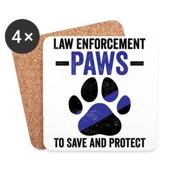 Police Officer Police Dog - Coasters (set of 4) - white - Front