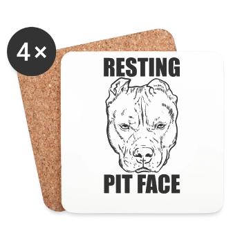 Resting Pit Face Pit Bull Dog Pet - Coasters (set of 4) - white - Front