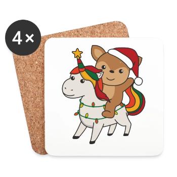 Licorne de Noël Cerf Joyeux Noël Licorne - Dessous de verre (lot de 4) - blanc - Devant