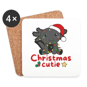 Axolotl Weihnachten Axolotls Christmas Cutie - Dessous de verre (lot de 4) - blanc - Devant