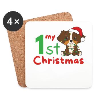 Berger australien Weihnachten mon 1er Noël - Dessous de verre (lot de 4) - blanc - Devant