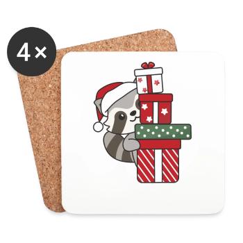 Raccoon Christmas Gift Winter Raccoons - Coasters (set of 4) - white - Front