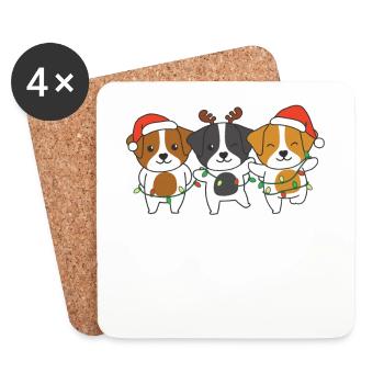 Jack Russell Weihnachten Weihnachtstier süße Hunde - Untersetzer (4er-Set) - Weiß - Vorne