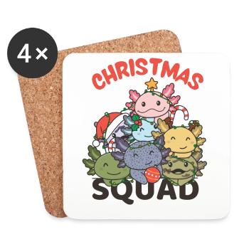 Axolotl Weihnachtsbaum Christmas Squad Axolotls - Untersetzer (4er-Set) - Weiß - Vorne