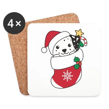 Dalmatian Christmas Snow Winter Animals Dogs - Coasters (set of 4) - white - Front