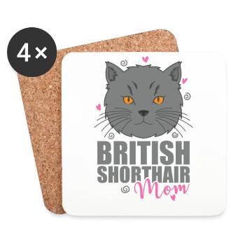 British Shorthair Maman Cat Pet - Dessous de verre (lot de 4) - blanc - Devant