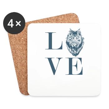 Love Maine Coon Cat Cat Race Pet - Dessous de verre (lot de 4) - blanc - Devant