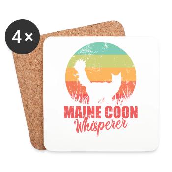 Maine Coon Whisperer Cat Pet Cat - Coasters (set of 4) - white - Front