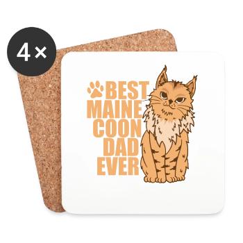 Best Maine Coon Dad Ever Cat Pet - Coasters (set of 4) - white - Front