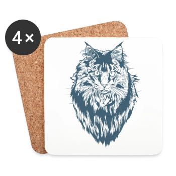 Maine Coon Katze Haustier Kater Fell - Untersetzer (4er-Set) - Weiß - Vorne