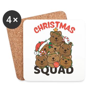 Quokka Weihnachtsbaum Christmas Squad Quokkas - Untersetzer (4er-Set) - Weiß - Vorne