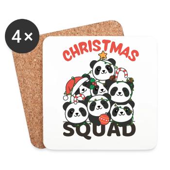 Panda Arbre de Noël Escouade de Noël Pandas - Dessous de verre (lot de 4) - blanc - Devant