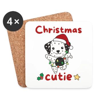 Dalmatian Christmas Dogs Christmas Cutie - Coasters (set of 4) - white - Front