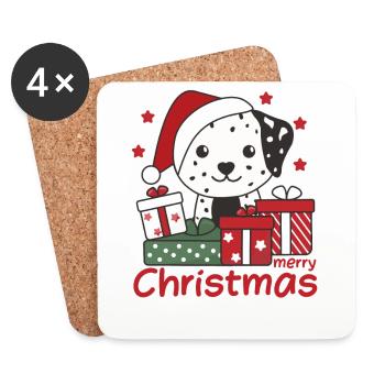 Dalmatiner Weihnachten Geschenk Winter Hunde - Untersetzer (4er-Set) - Weiß - Vorne