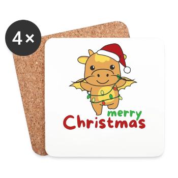 Dragon Merry Christmas Winter Animals Dragon - Coasters (set of 4) - white - Front