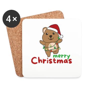 Quokka fröhliche Weihnachten Winter Tiere Quokkas - Untersetzer (4er-Set) - Weiß - Vorne