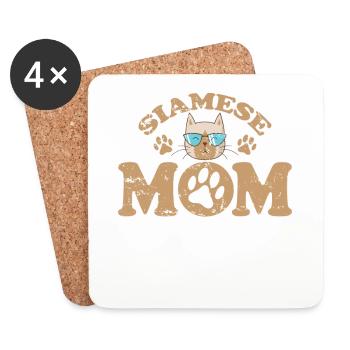 Siamese Mom Haustier Kater Rasse Mietze - Untersetzer (4er-Set) - Weiß - Vorne