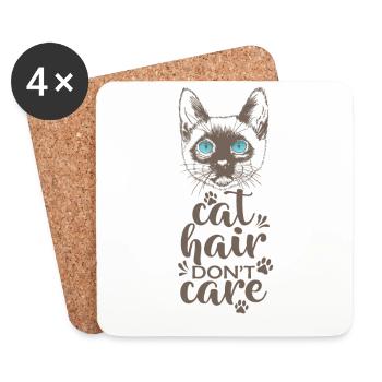 Cat Hair Don't Care Siamese Cat Haustier - Untersetzer (4er-Set) - Weiß - Vorne