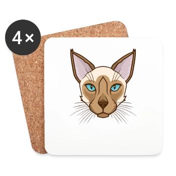 Siamese Cat Profile Picture Pet Male - Coasters (set of 4) - white - Front