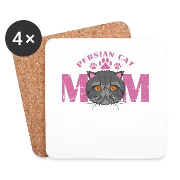 Persian Cat Mom Haustier Rasse Hauskatze - Untersetzer (4er-Set) - Weiß - Vorne