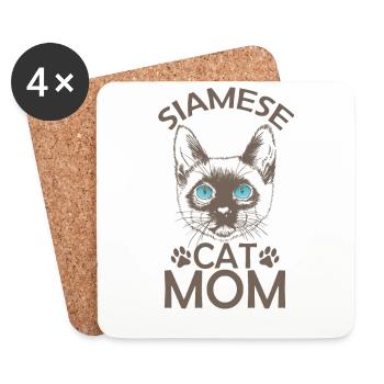 Siamese Cat Mom Haustier Kater Rasse - Untersetzer (4er-Set) - Weiß - Vorne