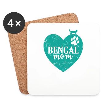 Bengal Maman Chat domestique Race Pet - Dessous de verre (lot de 4) - blanc - Devant