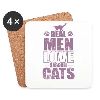 Real Men Love Ragdoll Cats Hauskatze - Untersetzer (4er-Set) - Weiß - Vorne
