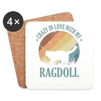 Crazy in Love with my Ragdoll Domestic Cat - Coasters (set of 4) - white - Front