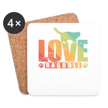 Love Ragdoll Pet Cat Race - Dessous de verre (lot de 4) - blanc - Devant