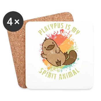 Ornithorynque est mon animal spirituel Schnabeltier - Dessous de verre (lot de 4) - blanc - Devant