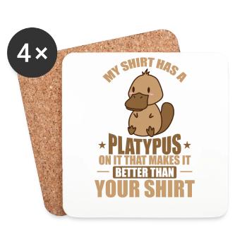 Mon tee a un ornithorynque dessus Schnabeltier - Dessous de verre (lot de 4) - blanc - Devant