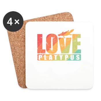 Love Platypus Australien Schnabeltier Tier - Untersetzer (4er-Set) - Weiß - Vorne